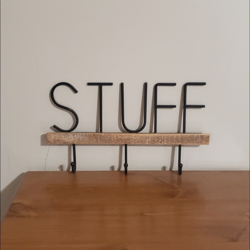 Stuff sign with hooks